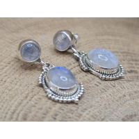 Echt Zilveren Maansteen oorbel stekers hangend 